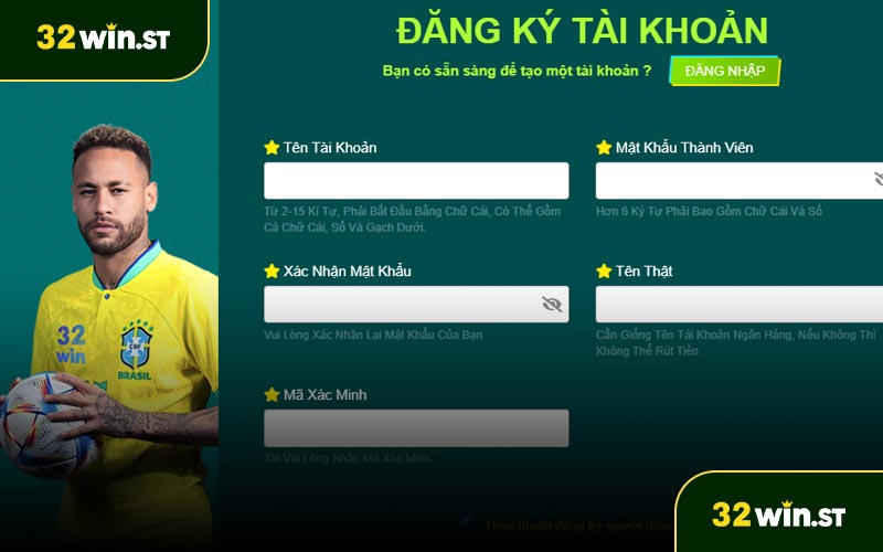 Đăng ký tài khoản 32WIN